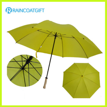 Parapluie de golf droit jaune coupe-vent 30inch * 8k promotionnel